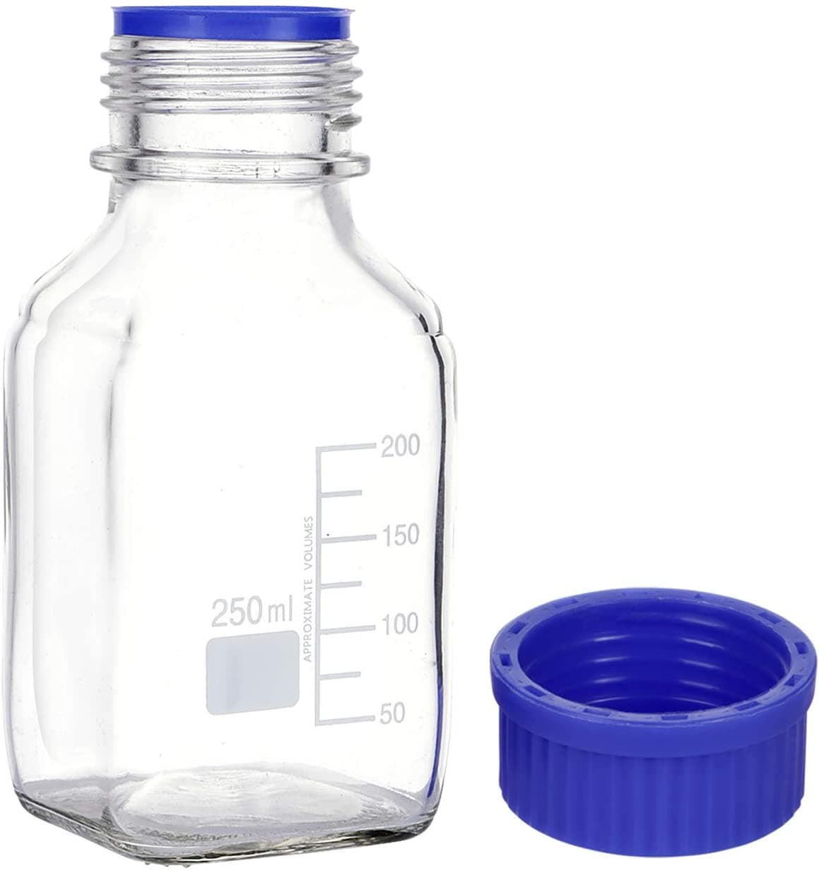 reusable GL45 square glass bottles in clear